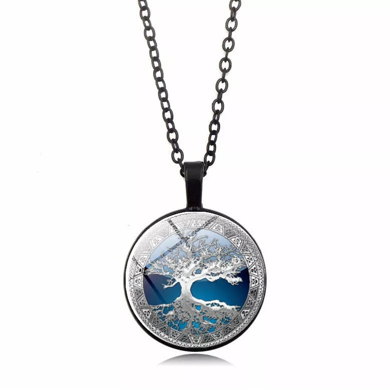 Celtic Tree Time Gemstone Necklace Pendant in alloy with electroplating treatment