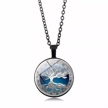 Celtic Tree Time Gemstone Necklace Pendant in alloy with electroplating treatment