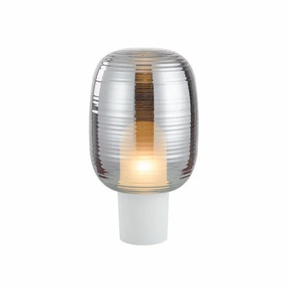 Simple modern glass table lamp with Nordic design in cognac colour featuring LED light source