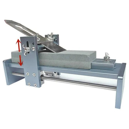 Fixed angle woodworking sharpening tool for chisels, planers and carving knives.
