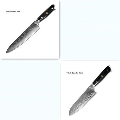 Premium Japanese Damascus steel kitchen knife set for professional and home use