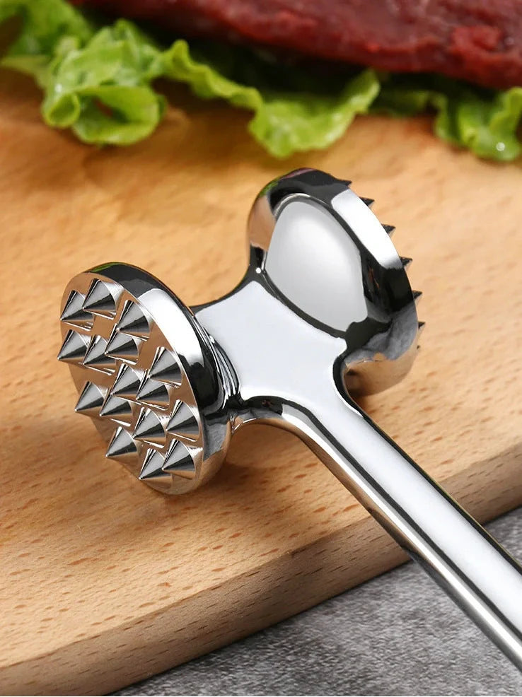 22cm zinc alloy meat hammer with 5.5cm textured head for tenderising steak in kitchen