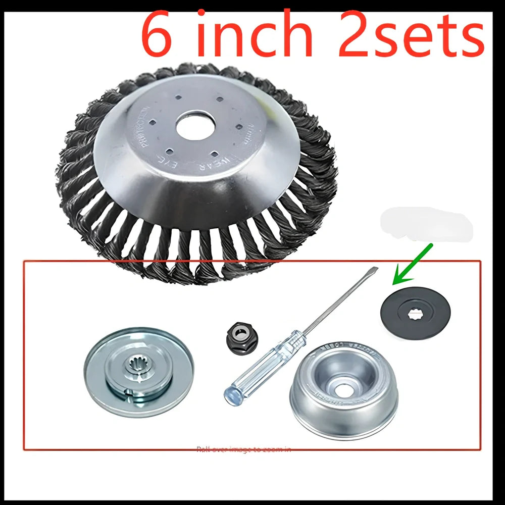 Stainless steel wire lawn mower head for garden weed and debris removal