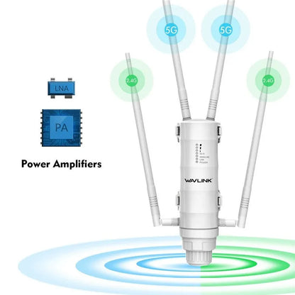 White outdoor wireless access point with detachable mount for 600m Wi-Fi coverage