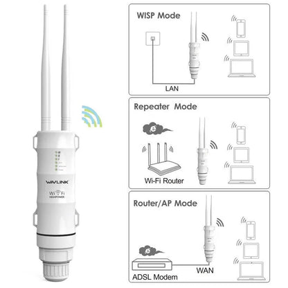 White outdoor wireless access point with detachable mount for 600m Wi-Fi coverage