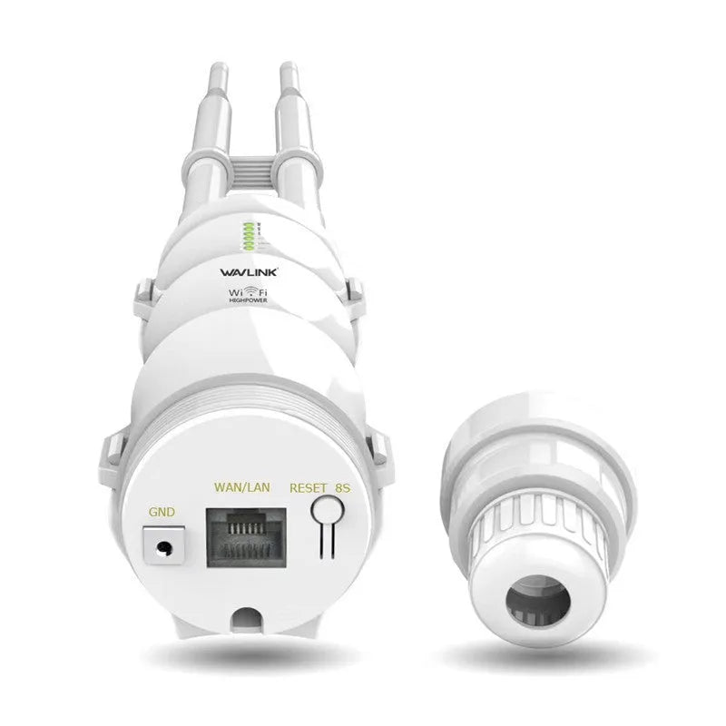 White outdoor wireless access point with detachable mount for 600m Wi-Fi coverage