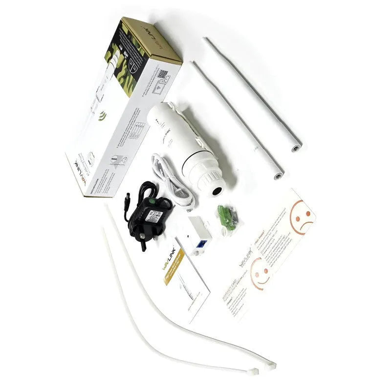 White outdoor wireless access point with detachable mount for 600m Wi-Fi coverage