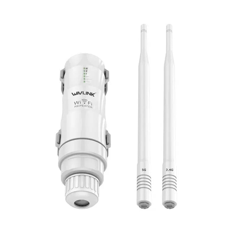 White outdoor wireless access point with detachable mount for 600m Wi-Fi coverage