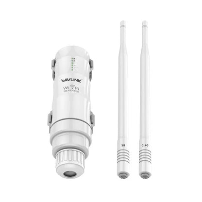 White outdoor wireless access point with detachable mount for 600m Wi-Fi coverage