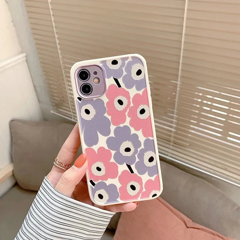 Yellow flower anti-drop iPhone case with electroplated lens, TPU back cover for Apple iPhone models