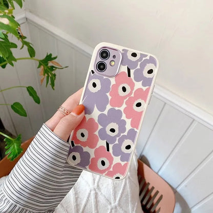 Yellow flower anti-drop iPhone case with electroplated lens, TPU back cover for Apple iPhone models