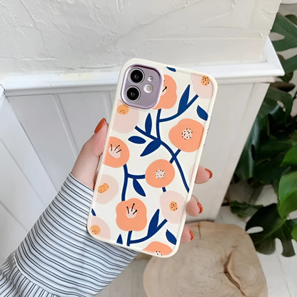 Yellow flower anti-drop iPhone case with electroplated lens, TPU back cover for Apple iPhone models