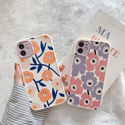 Yellow flower anti-drop iPhone case with electroplated lens, TPU back cover for Apple iPhone models