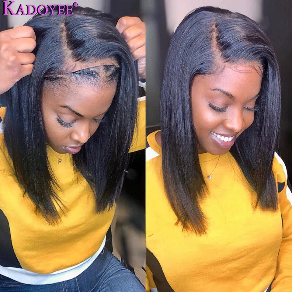 Human hair lace front wig 13x4 150% density in 8, 10, or 12 inch length