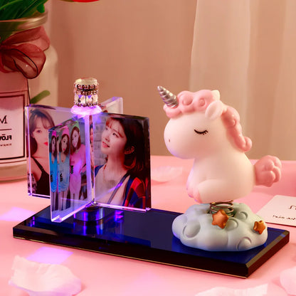 Custom photo crystal car perfume decoration with luminous effects on air vent