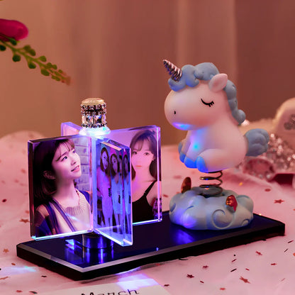 Custom photo crystal car perfume decoration with luminous effects on air vent
