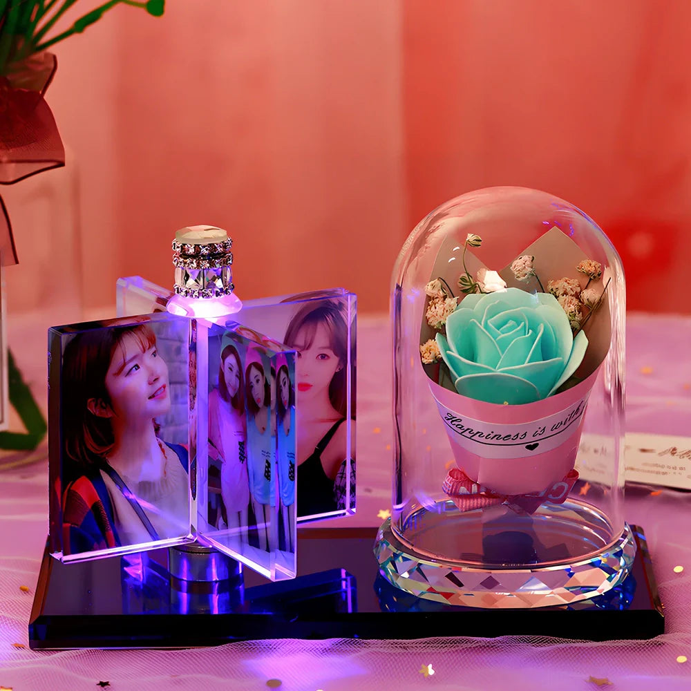 Custom photo crystal car perfume decoration with luminous effects on air vent