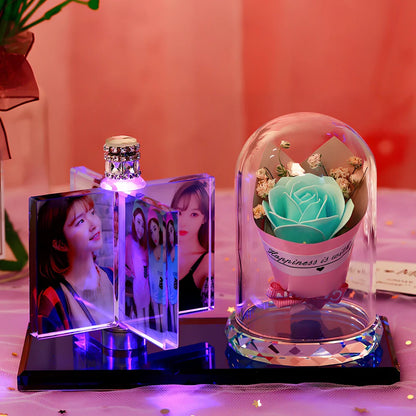 Custom photo crystal car perfume decoration with luminous effects on air vent