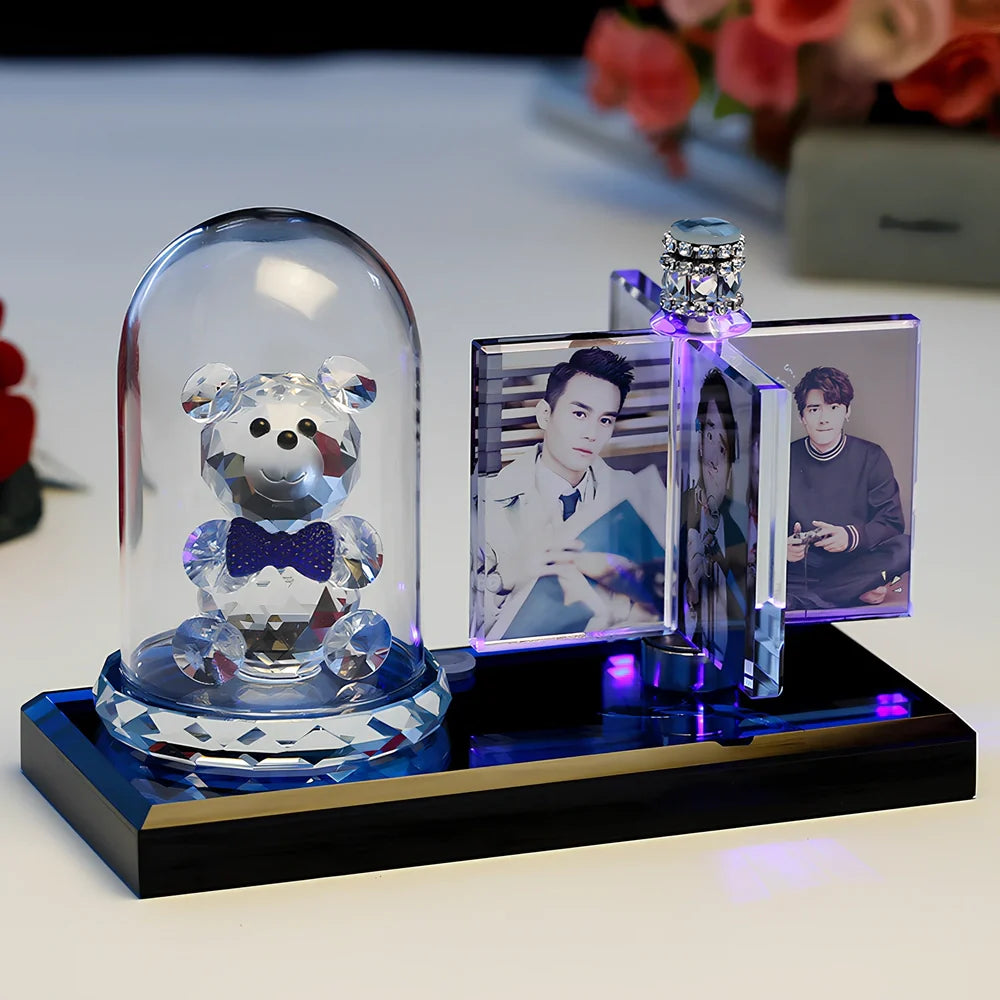 Custom photo crystal car perfume decoration with luminous effects on air vent