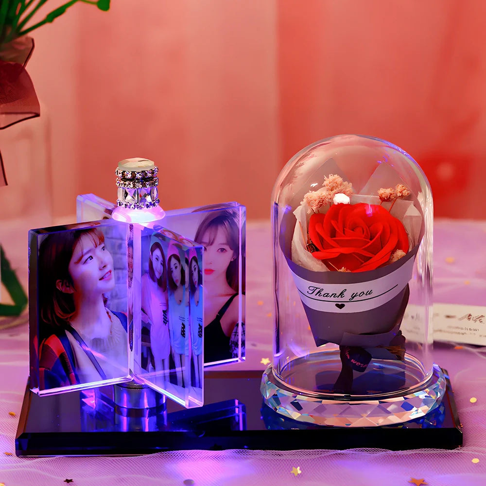 Custom photo crystal car perfume decoration with luminous effects on air vent