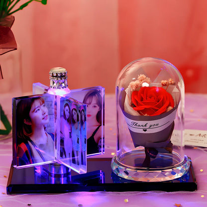 Custom photo crystal car perfume decoration with luminous effects on air vent