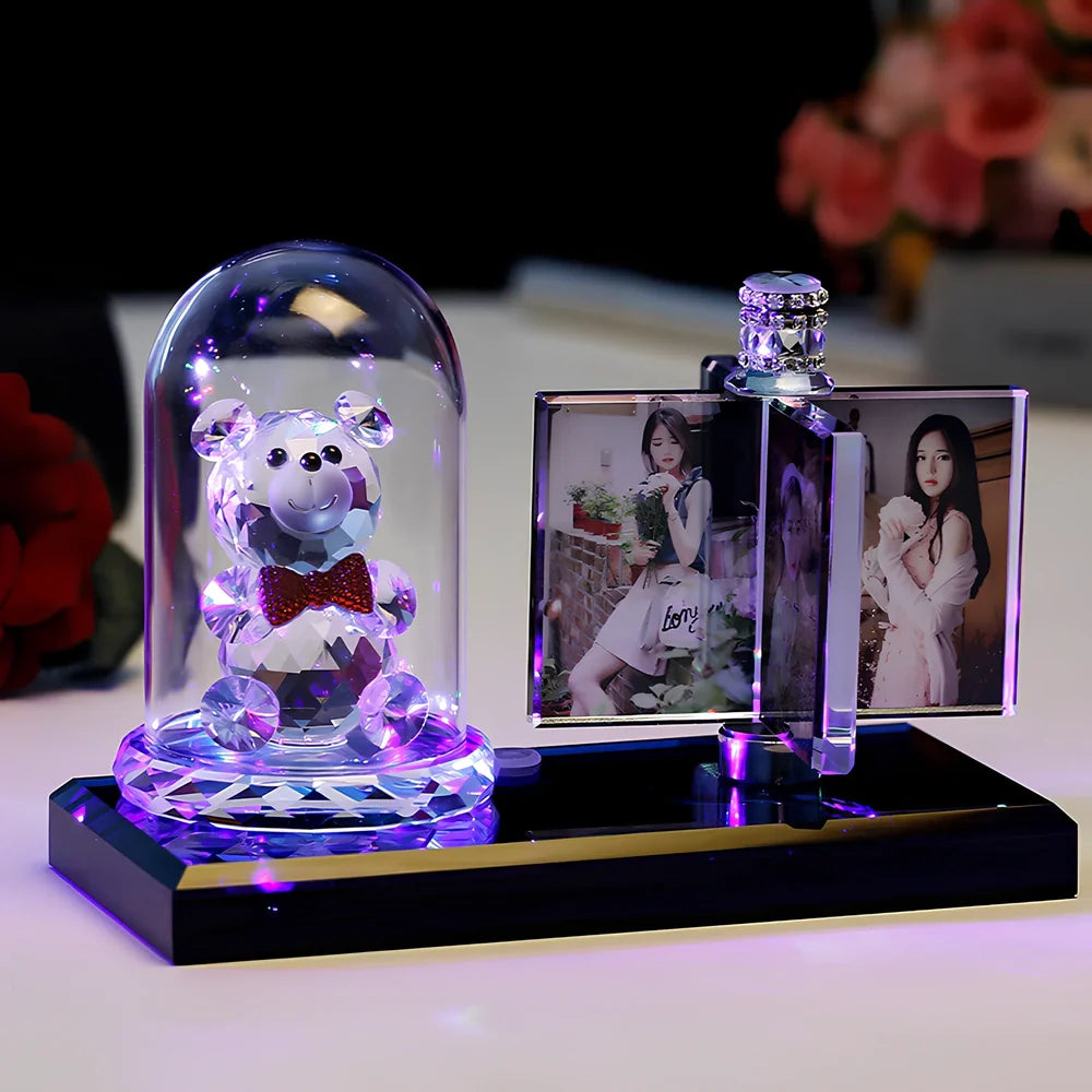 Custom photo crystal car perfume decoration with luminous effects on air vent