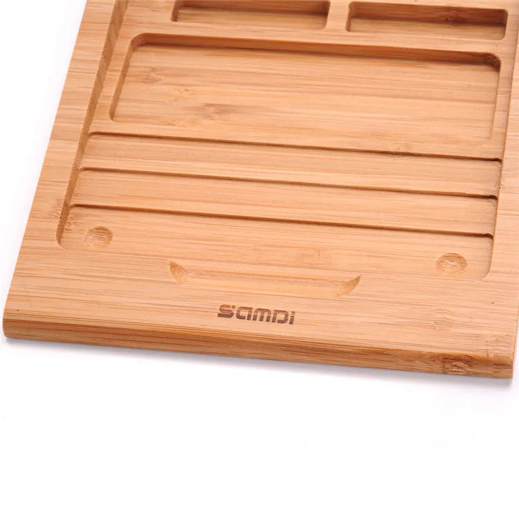 Bamboo wood Apple tablet bracket with integrated Bluetooth trackpad holder