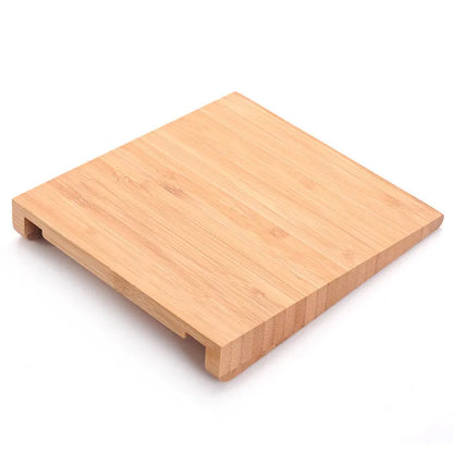 Bamboo wood Apple tablet bracket with integrated Bluetooth trackpad holder