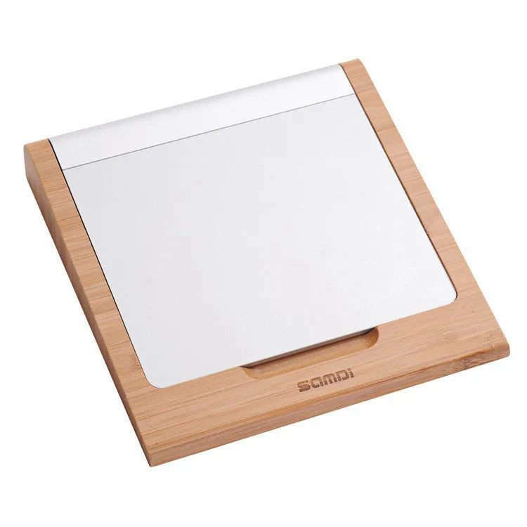 Bamboo wood Apple tablet bracket with integrated Bluetooth trackpad holder