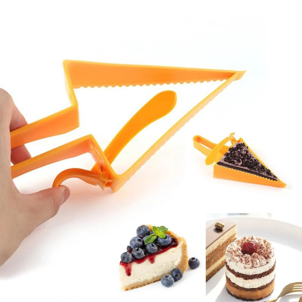 Adjustable Cake Divider Slicer in bright orange, perfect for even cake slices