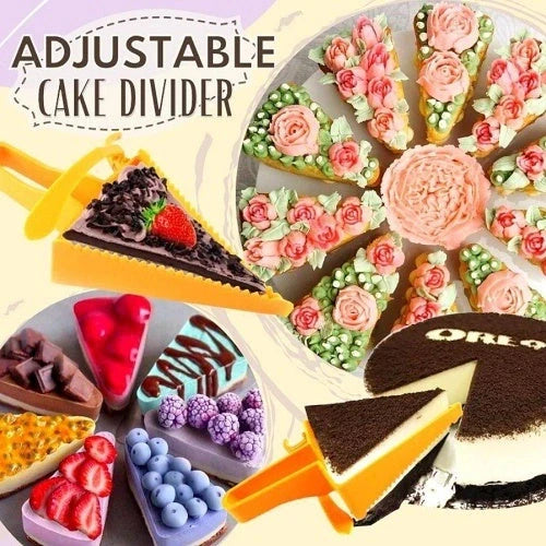 Adjustable Cake Divider Slicer in bright orange, perfect for even cake slices