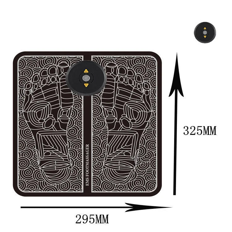 EMS foot massage pad with PU sponge surface, silver ion circuit printing, and separate rechargeable main engine