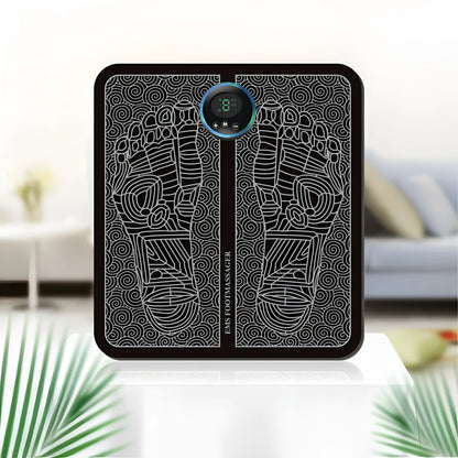 EMS foot massage pad with PU sponge surface, silver ion circuit printing, and separate rechargeable main engine
