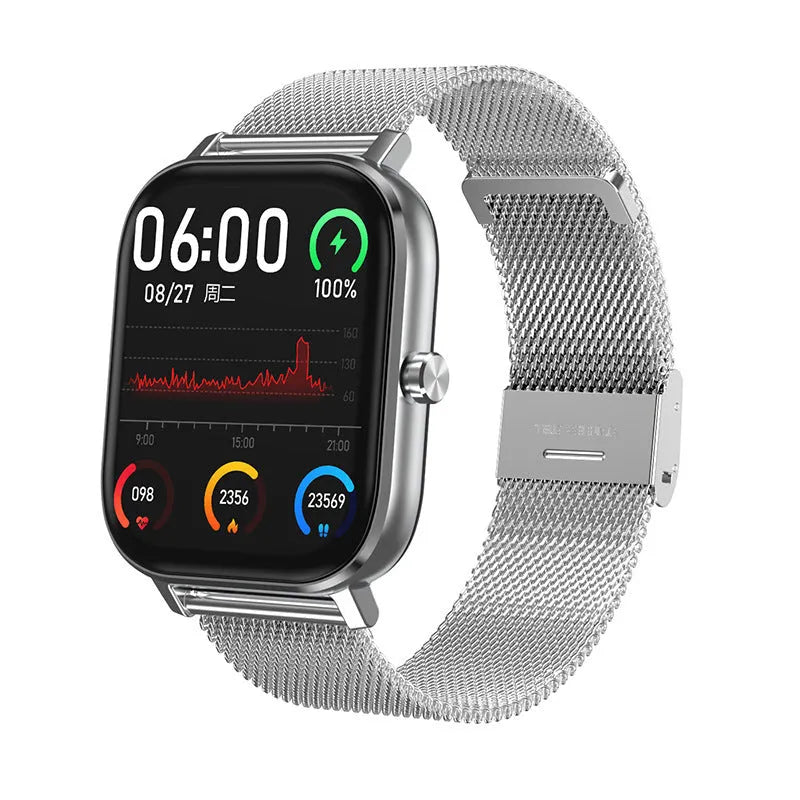 DT35 black smart watch with colour screen and silicone wristband showing Bluetooth calling interface