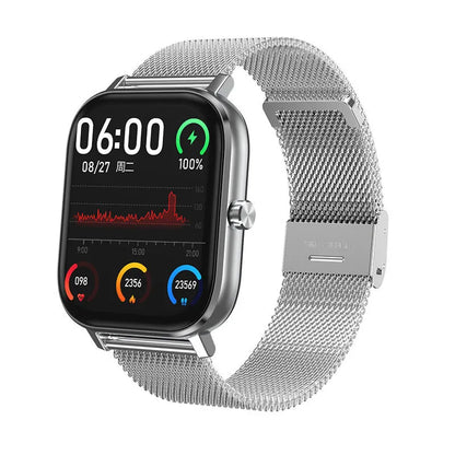 DT35 black smart watch with colour screen and silicone wristband showing Bluetooth calling interface