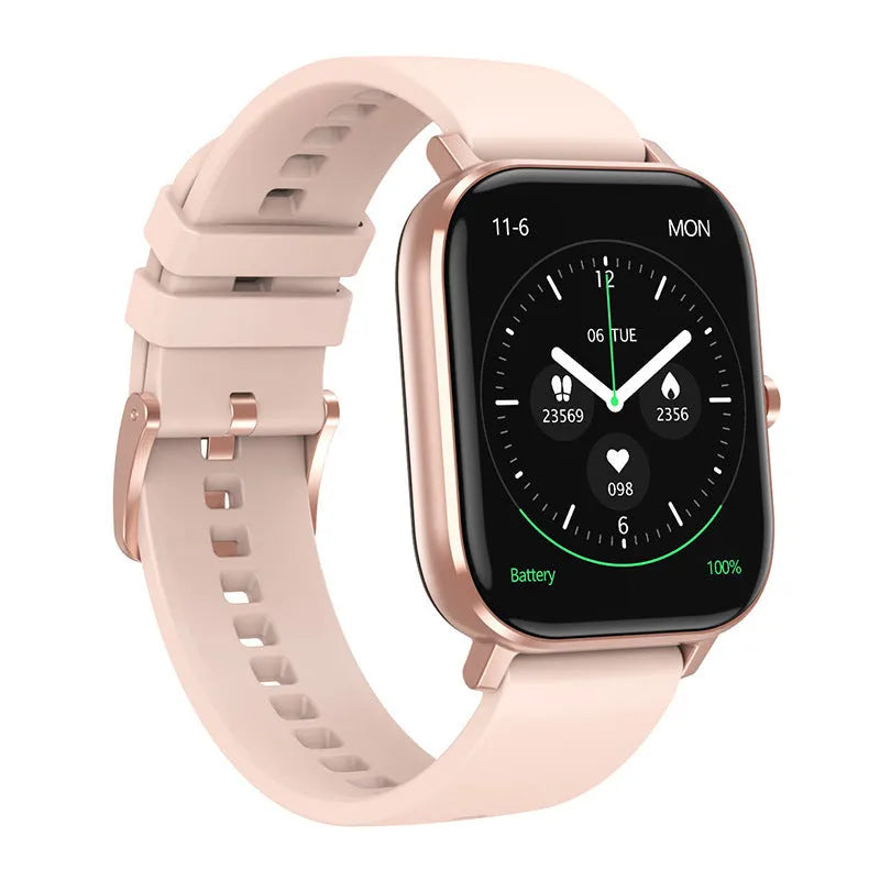 DT35 black smart watch with colour screen and silicone wristband showing Bluetooth calling interface
