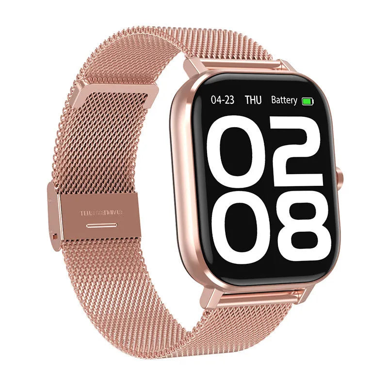 DT35 black smart watch with colour screen and silicone wristband showing Bluetooth calling interface