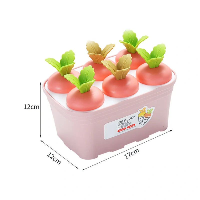 Carrot-shaped silicone ice cream mold for homemade freezer desserts