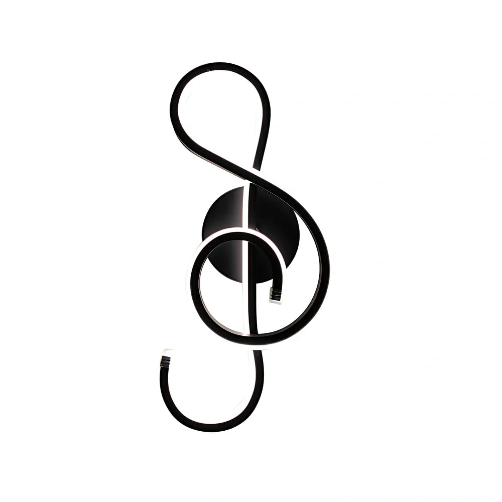 Musical note LED wall lamp with acrylic shade, 140x370x100mm dimensions, E14 fitting