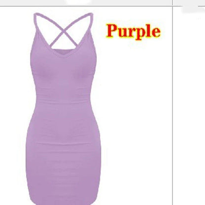 Stylish spaghetti strap mini dress in various colors, showcasing a flattering, form-fitting silhouette for fashionable women