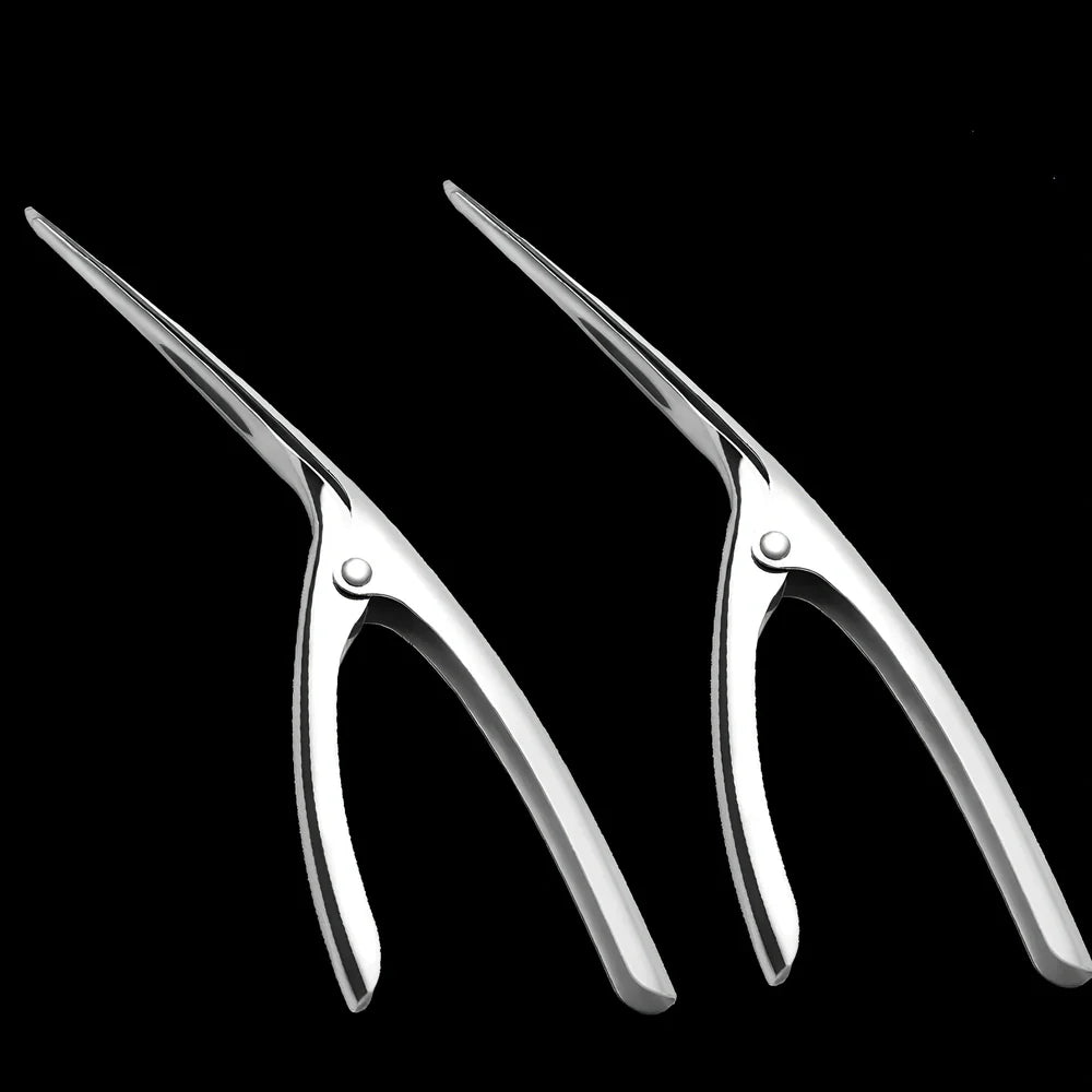 Stainless steel shrimp peeler tool with ergonomic handle for quick shellfish preparation