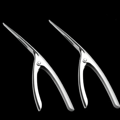 Stainless steel shrimp peeler tool with ergonomic handle for quick shellfish preparation