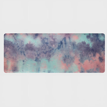 TPE yoga mat with tie-dyed pattern in purple or pink, 5mm thick with sublimation transfer design