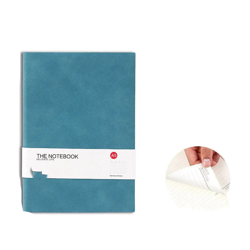 Simple solid colour thickened hard cover notebook in green, A5 size with 160 pages for college use