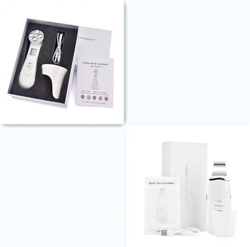 EMS radio frequency beauty instrument for skin rejuvenation in white, pink, and black