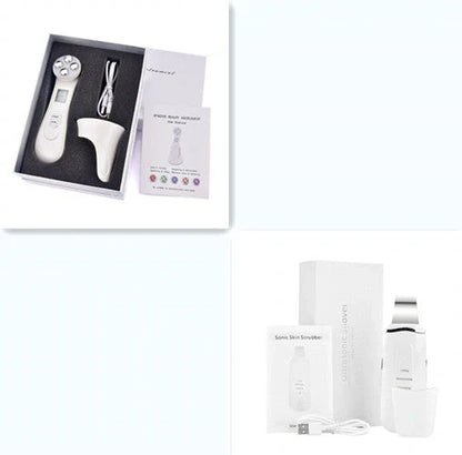 EMS radio frequency beauty instrument for skin rejuvenation in white, pink, and black