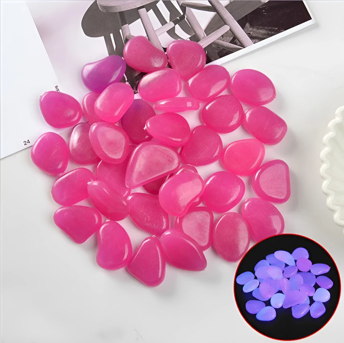 Qiming fluorescent luminous stones in mixed colours for aquarium and garden decoration