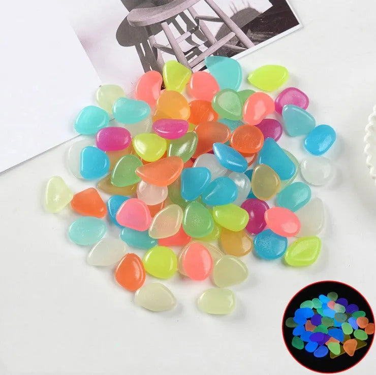 Qiming fluorescent luminous stones in mixed colours for aquarium and garden decoration