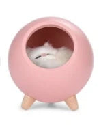 Ambient LED nightlight with beech and ABS construction, providing soft, adjustable lighting in white, pink, and green