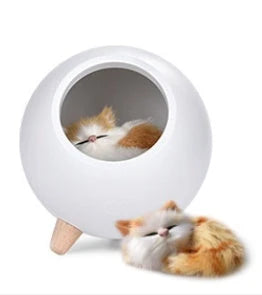 Ambient LED nightlight with beech and ABS construction, providing soft, adjustable lighting in white, pink, and green